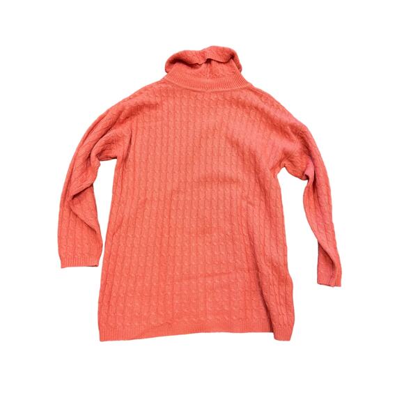Wainscott Wool Angora Orange Cable Knit Long Sleeve Turtleneck Sweater S - Picture 6 of 6